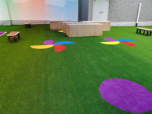 Artificial lawn in kindergarten